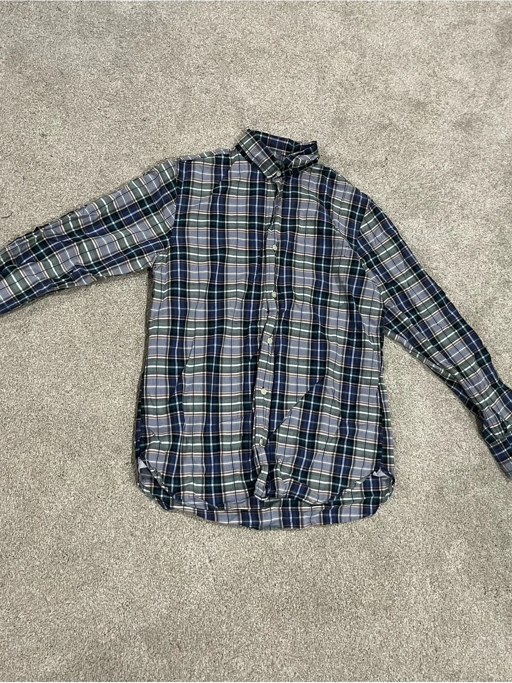 Banana Republic Blue and Green Plaid Button-Down Shirt